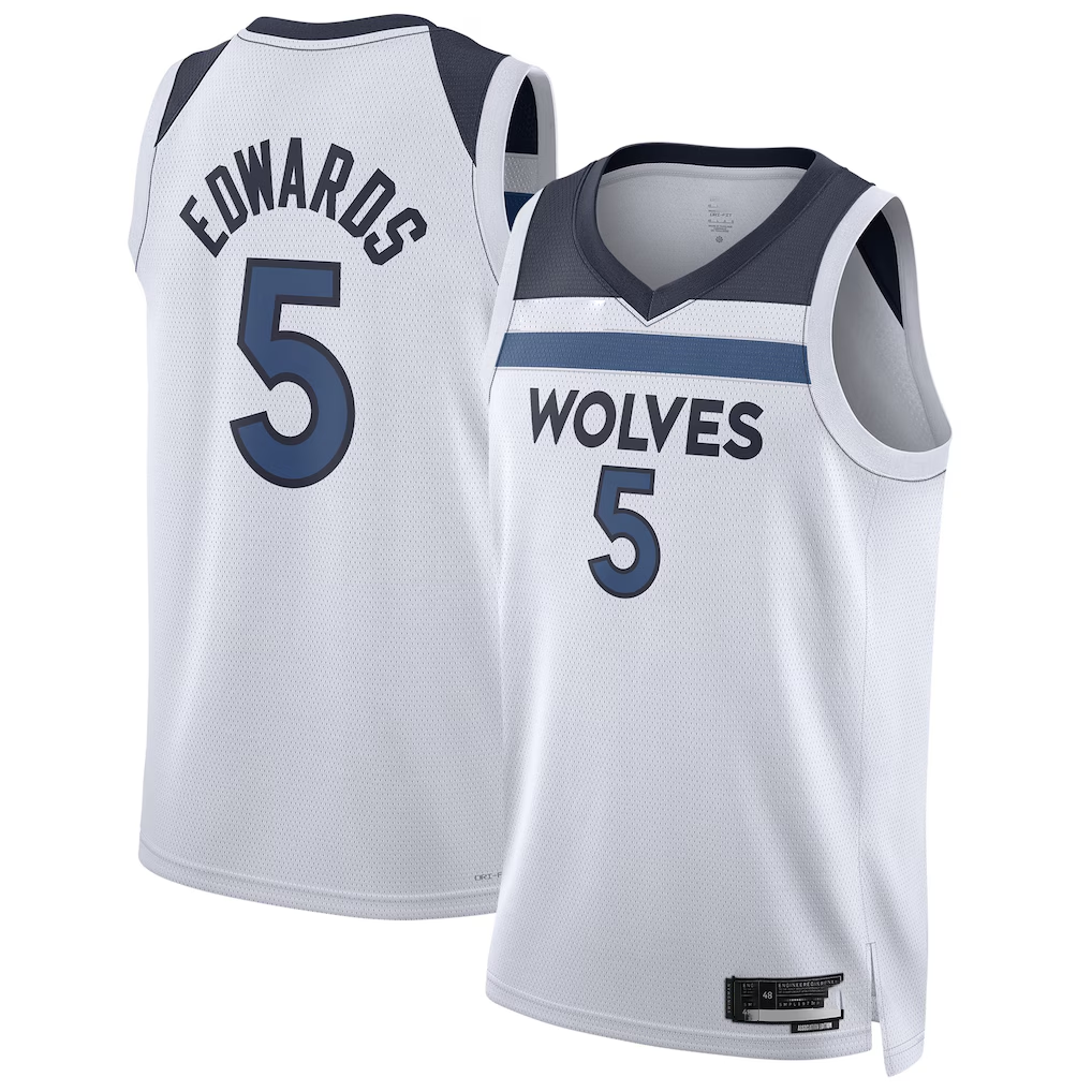 Punc M.Timberwolves #5 Anthony Edwards White Swingman Stitched Jerseys - Association Edition