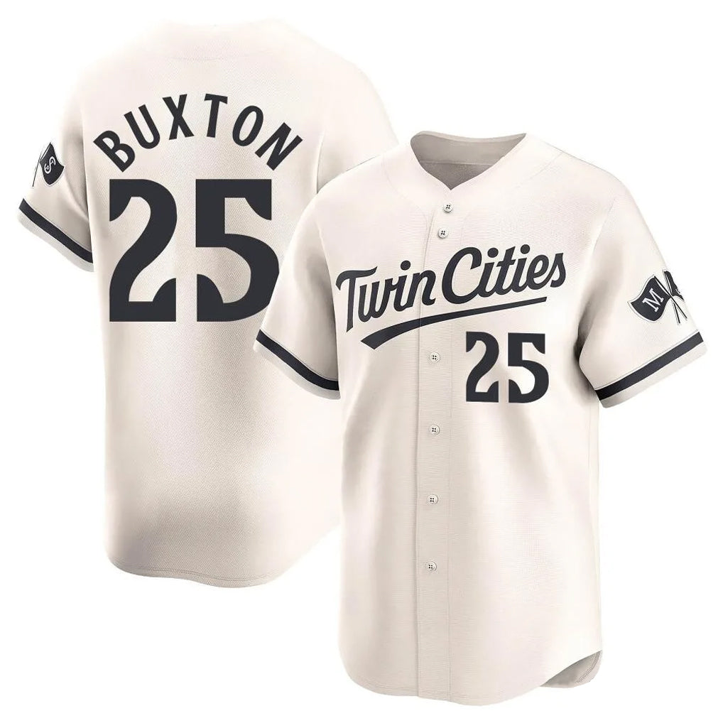 Punc M.Twins #25 Byron Buxton Player Cream Home Limited Stitched Jerseys
