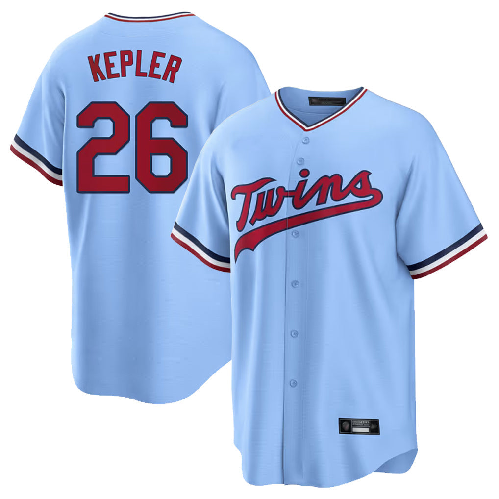 Punc M.Twins #26 Max Kepler Player Light Blue Road Cooperstown CollectionKillebrew T-shirt Stitched Jerseys