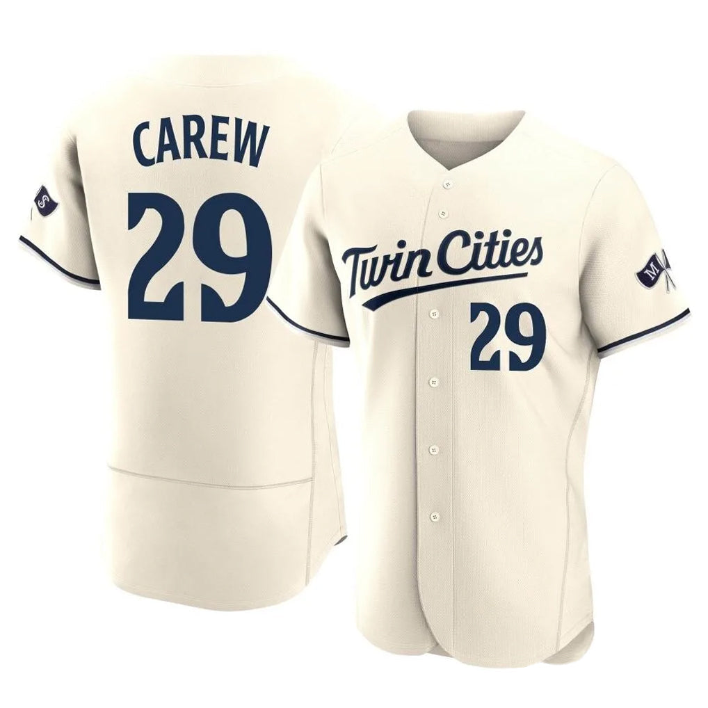 Punc M.Twins #29 Rod Carew Player Cream Home Limited Elite Stitched Jerseys