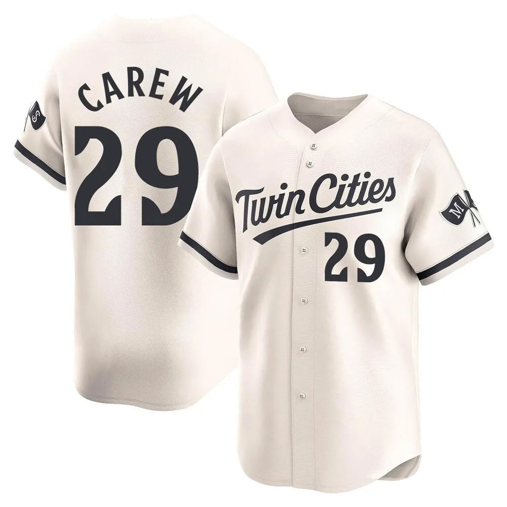 Punc M.Twins #29 Rod Carew Player Cream Home Limited Stitched Jerseys