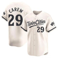 Punc M.Twins #29 Rod Carew Player Cream Home Limited Stitched Jerseys