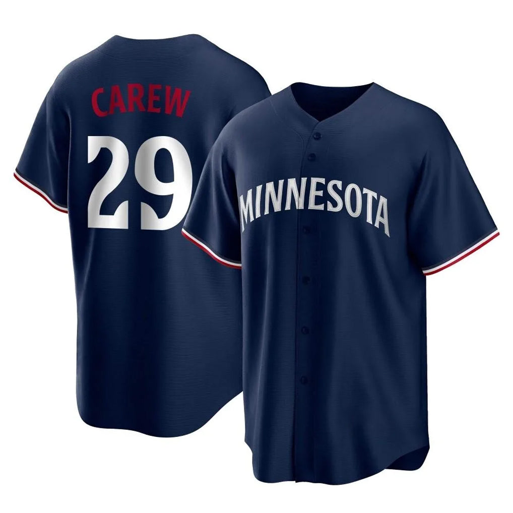 Punc M.Twins #29 Rod Carew Player Navy Replica Alternate Home Stitched Jerseys
