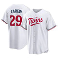 Punc M.Twins #29 Rod Carew Player White Home Game Stitched Jerseys