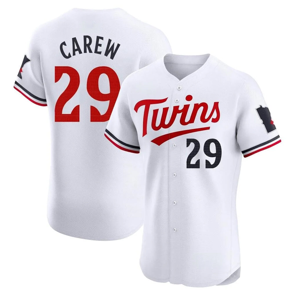 Punc M.Twins #29 Rod Carew Player White Home Limited Elite Stitched Jerseys