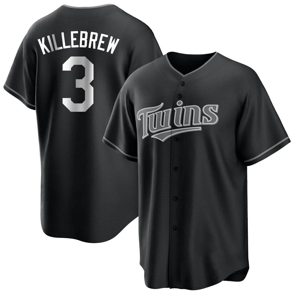 Punc M.Twins #3 Harmon Killebrew Player Black Home Game Stitched Jerseys