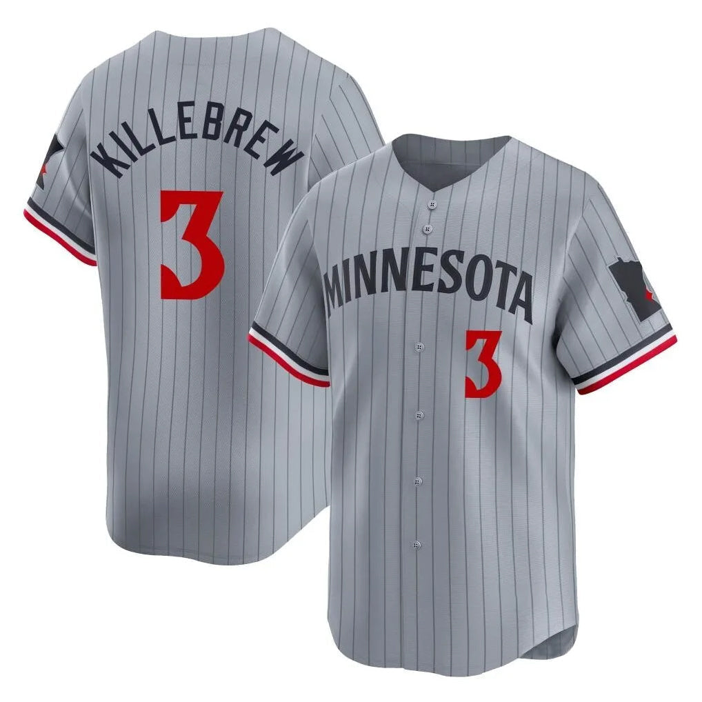 Punc M.Twins #3 Harmon Killebrew Player Gray Home Limited Stitched Jerseys