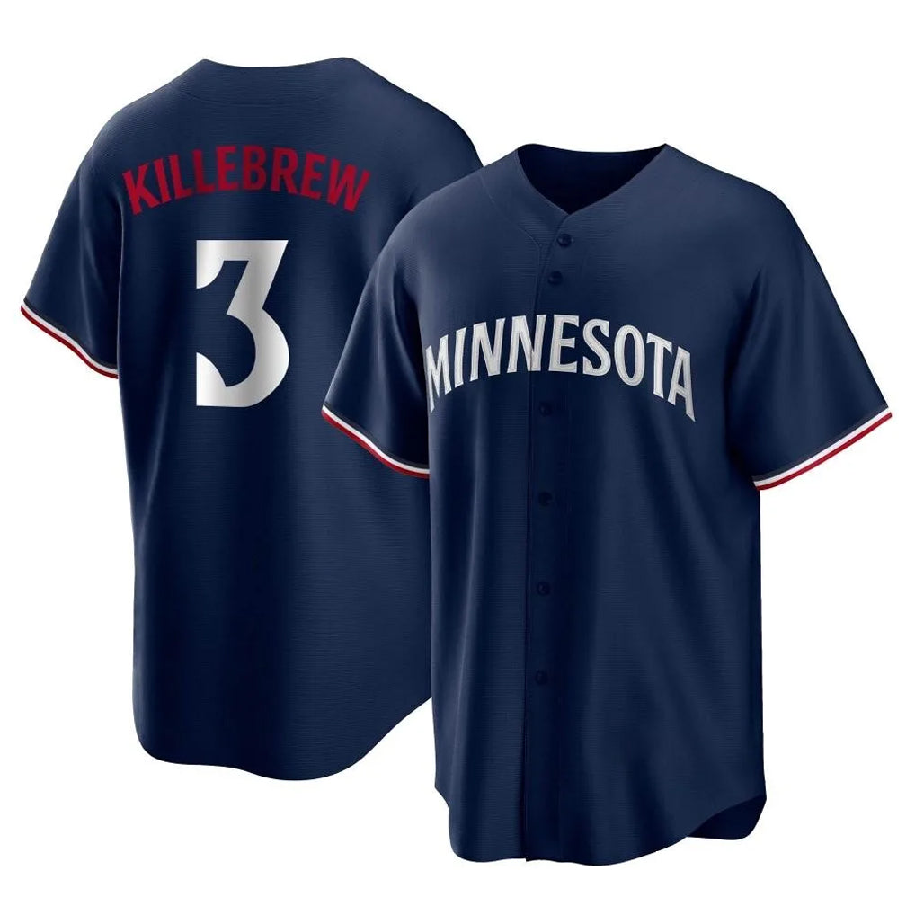 Punc M.Twins #3 Harmon Killebrew Player Navy Replica Alternate Home Stitched Jerseys