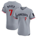 Punc M.Twins #7 Joe Mauer Player Gray Home Limited Elite Stitched Jerseys