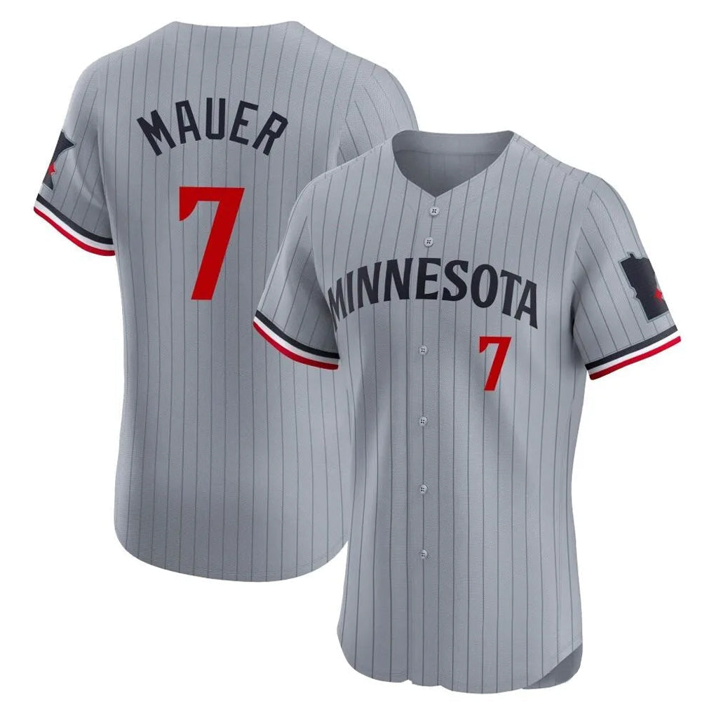 Punc M.Twins #7 Joe Mauer Player Gray Home Limited Elite Stitched Jerseys
