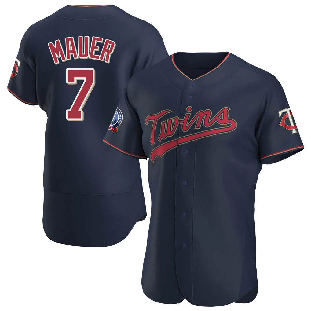 Punc M.Twins #7 Joe Mauer Player Navy 60th Home Limited Elite Stitched Jerseys