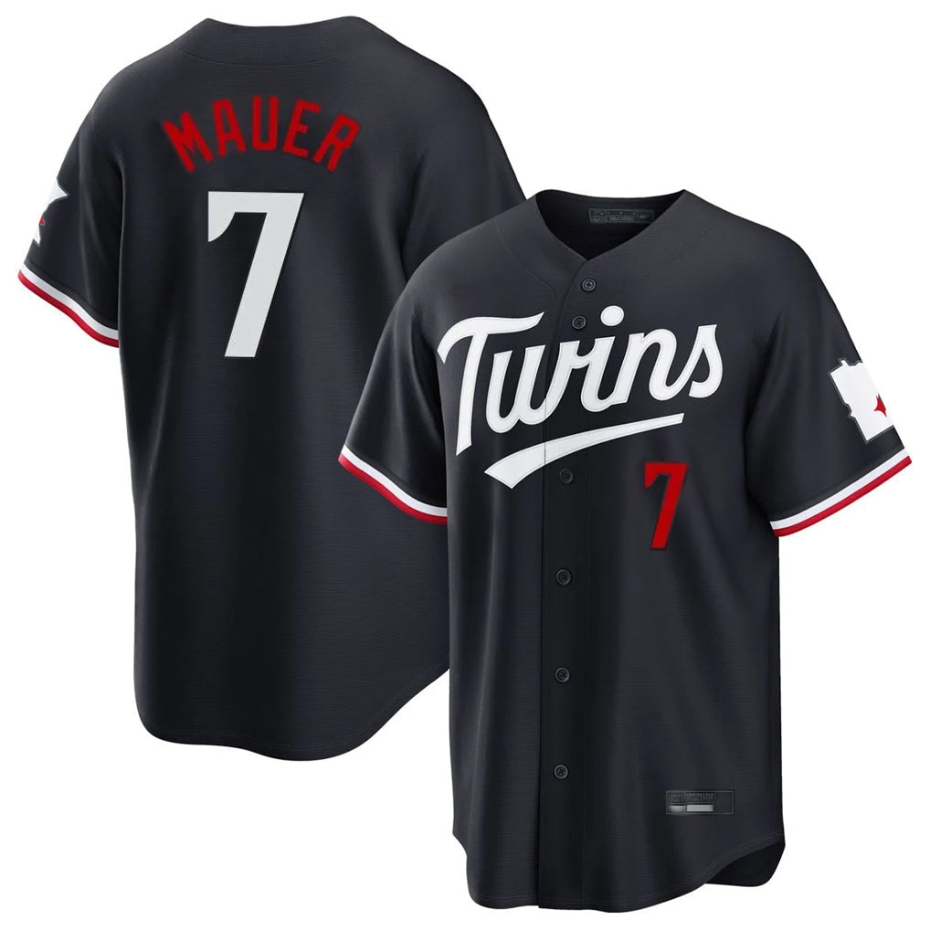 Punc M.Twins #7 Joe Mauer Player Navy Home Game Stitched Jerseys