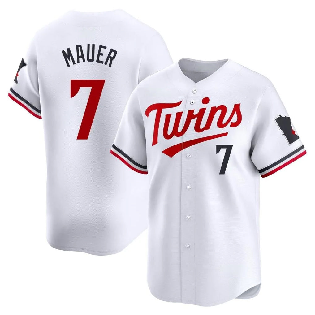 Punc M.Twins #7 Joe Mauer Player White Home Limited Stitched Jerseys