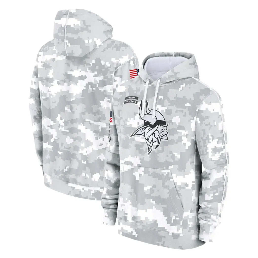 Punc MN.Vikings Arctic Camo Salute to Service Pullover Hoodies Limited Game Blank Player Stitched Jerseys