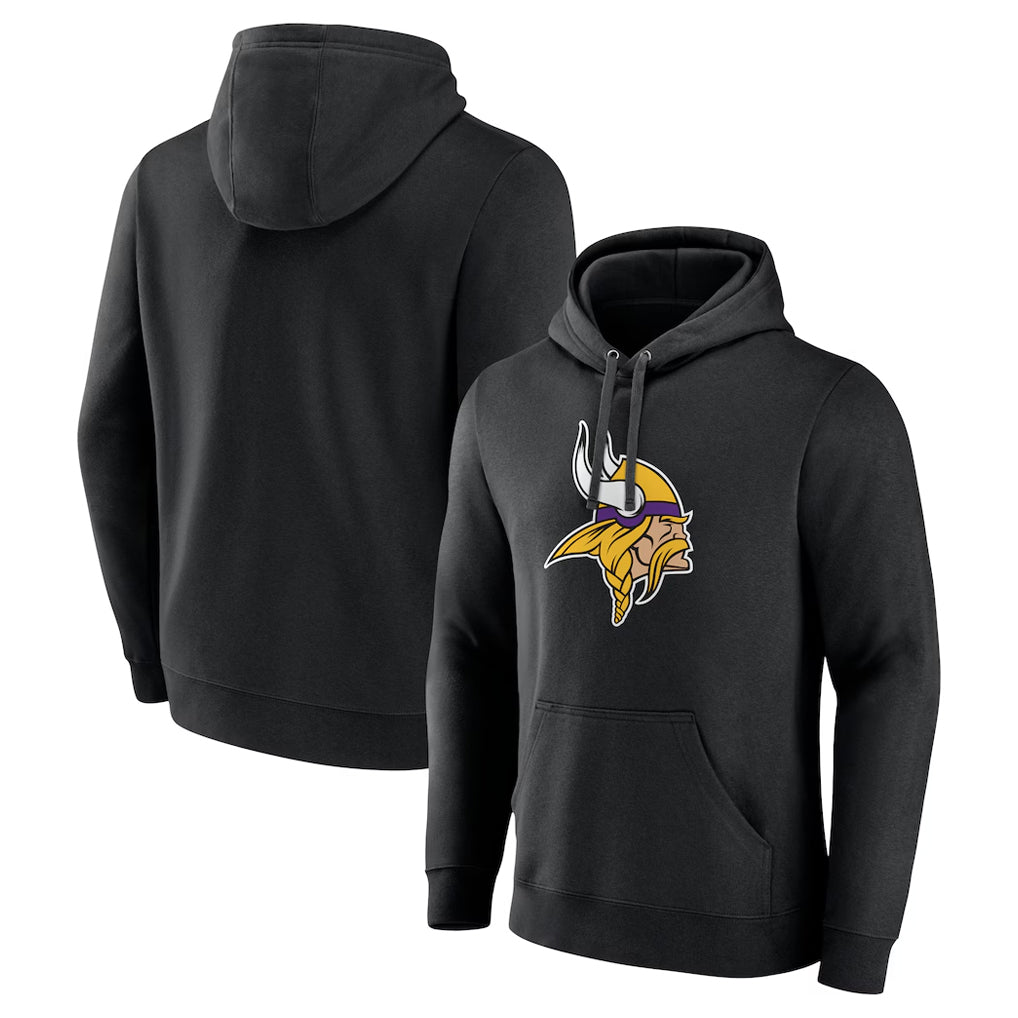 Punc MN.Vikings Black LOGO Pullover Hoodies Limited Game Blank Player Stitched Jerseys
