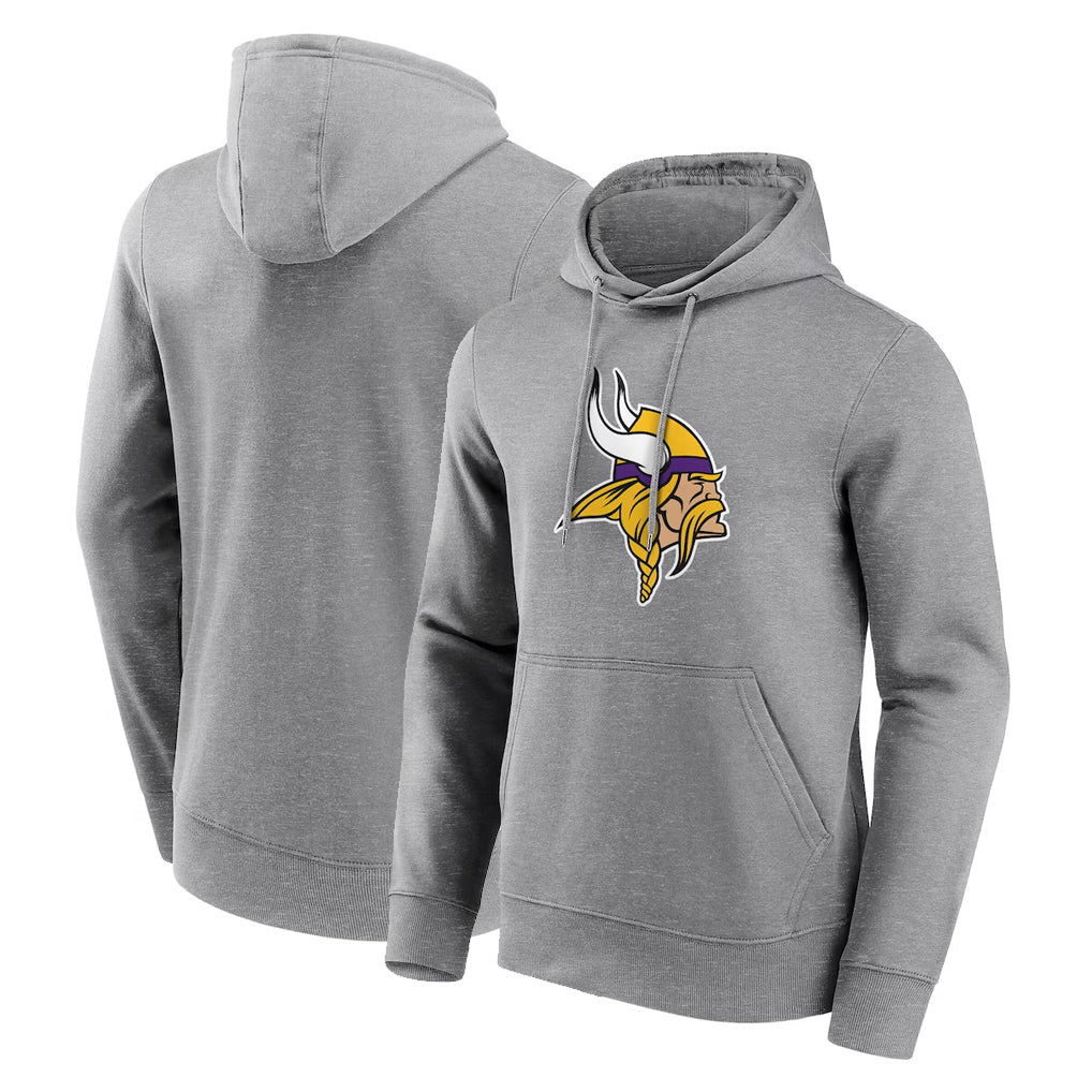 Punc MN.Vikings Gray LOGO Pullover Hoodies Blank Player Home Game Stitched Jerseys
