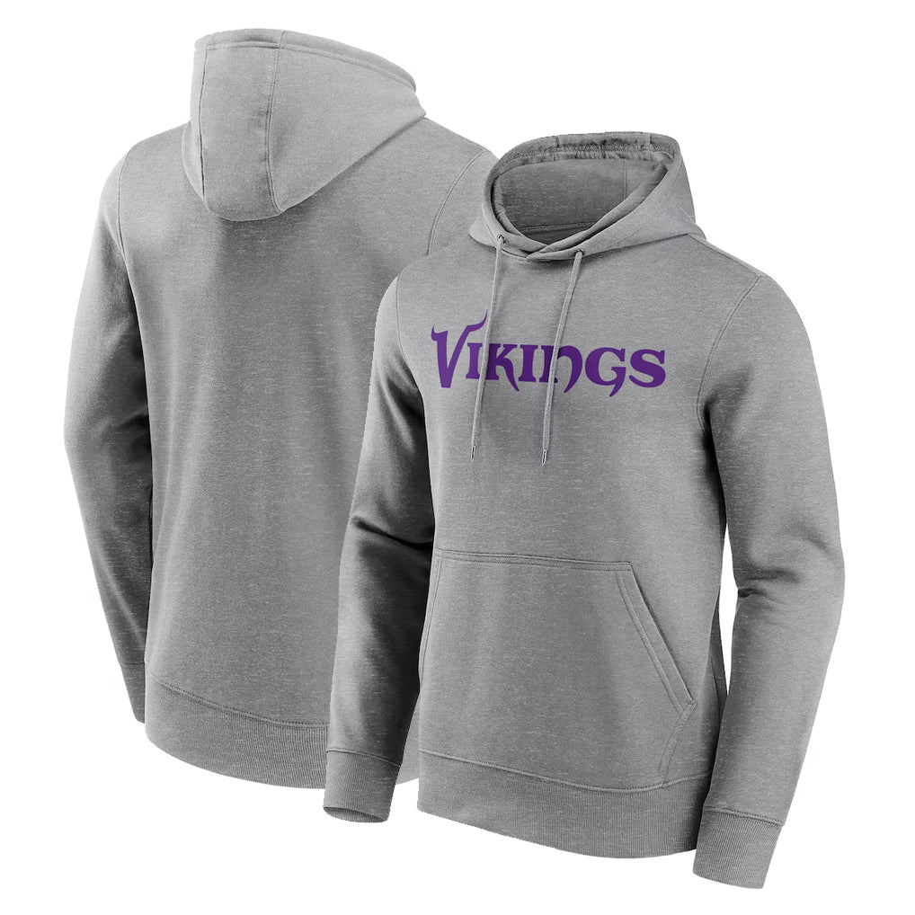 Punc MN.Vikings Gray LOGO Pullover Hoodies Home Game Blank Player Stitched Jerseys
