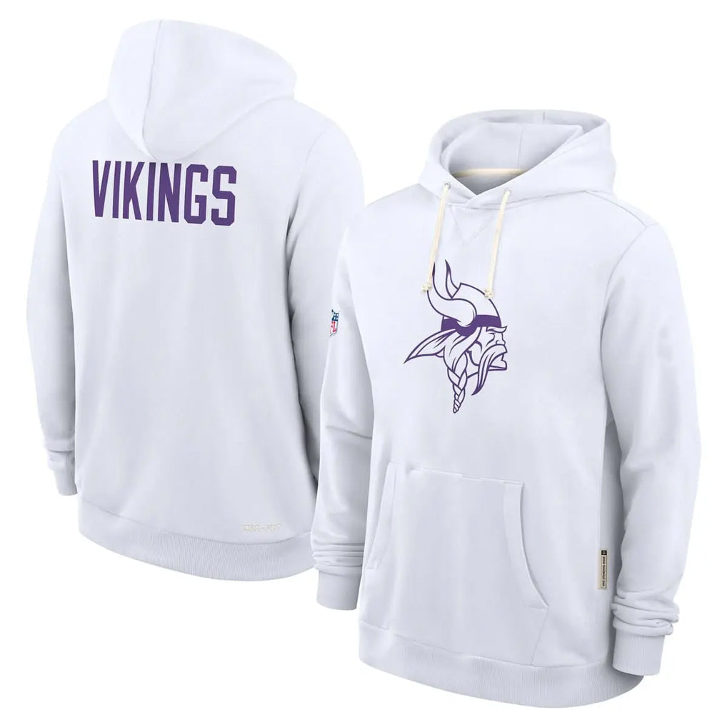 Punc MN.Vikings White LOGO Pullover Hoodies Home Game Blank Player Stitched Jerseys