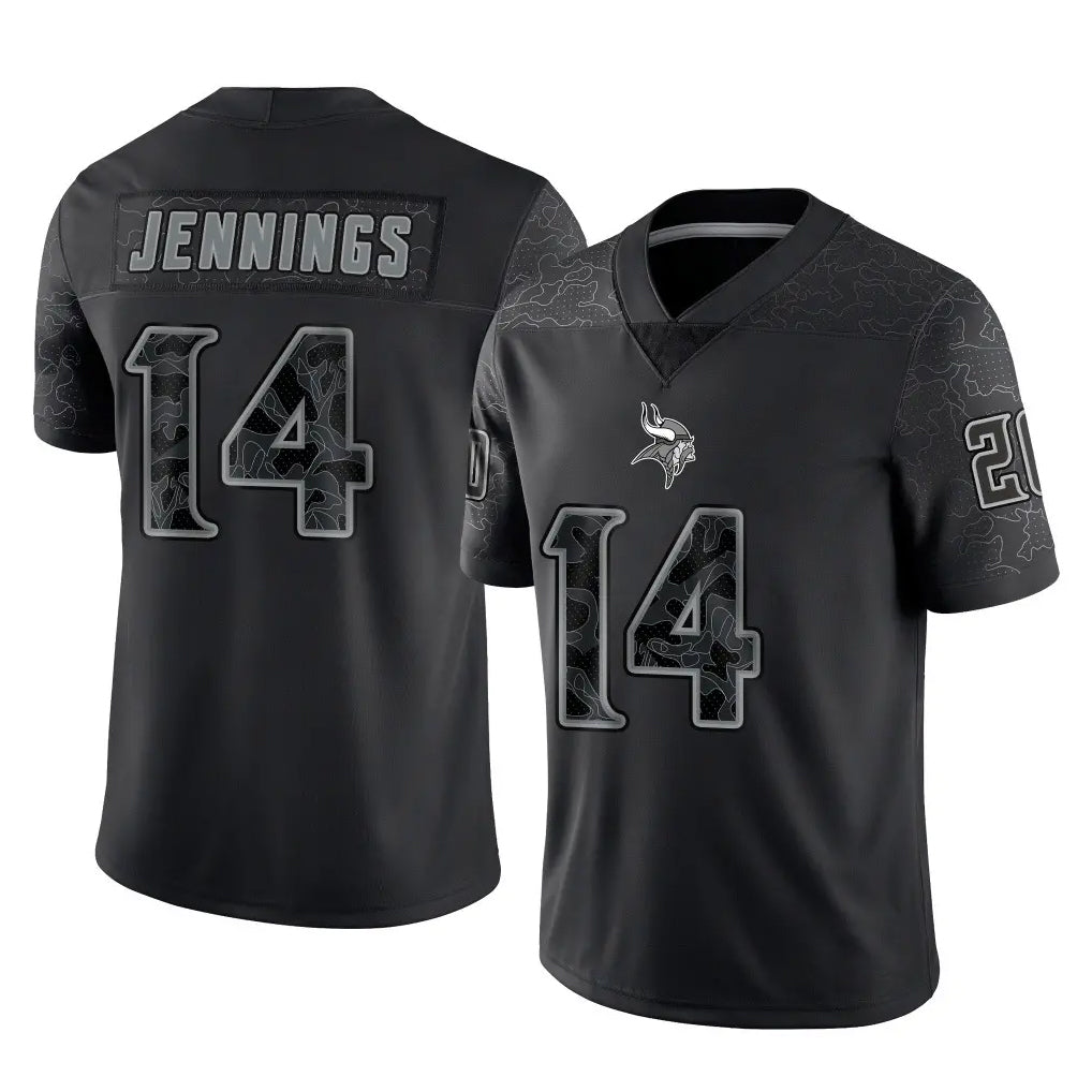 Punc MN.Vikings #14 Jauan Jennings Player Black Reflective LImited Home Game Stitched Jerseys