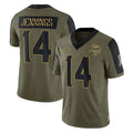 Punc MN.Vikings #14 Jauan Jennings Player Olive Salute To Service Limited Game Stitched Jerseys