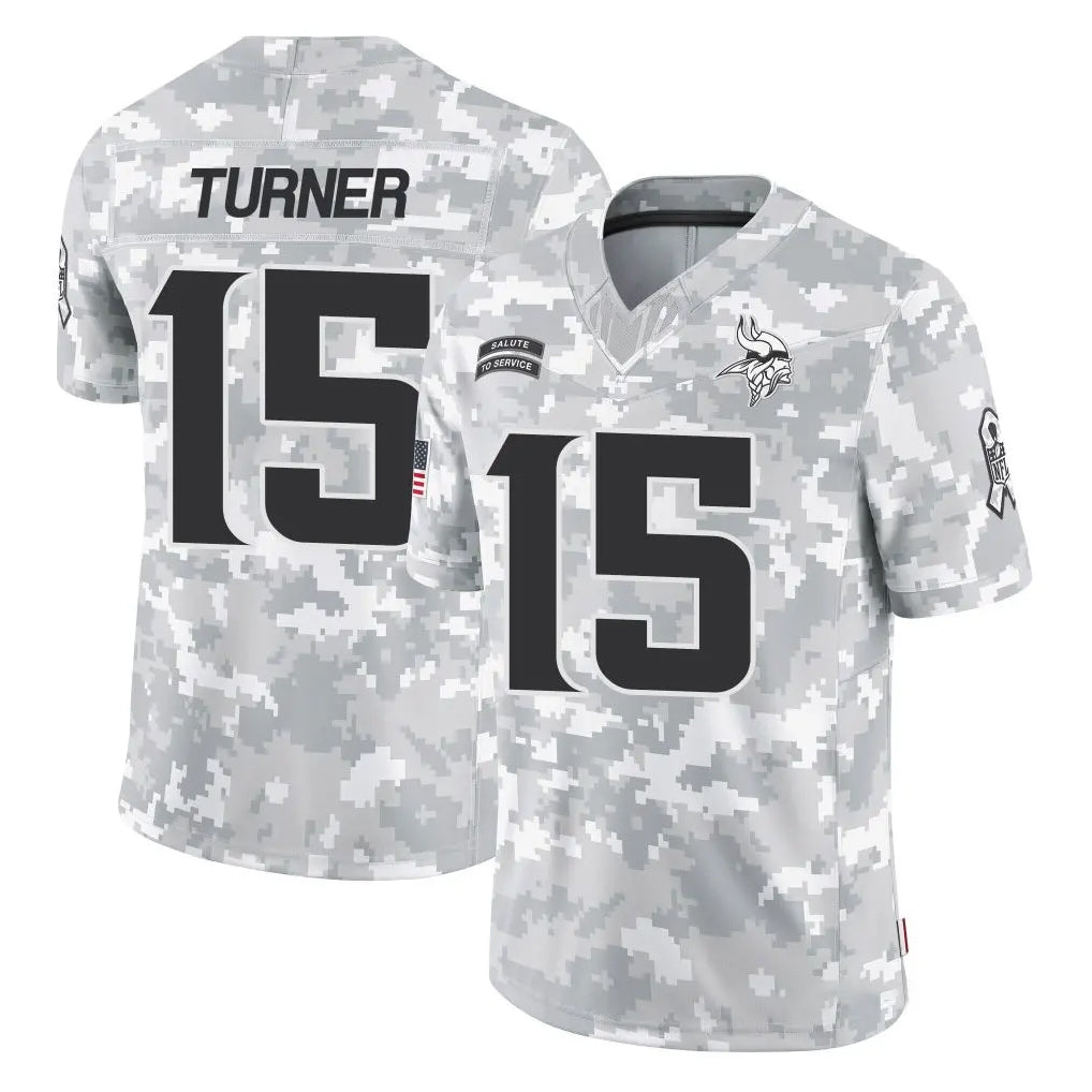 Punc MN.Vikings #15 Dallas Turner Player Arctic Camo Salute To Service Limited Game Stitched Jerseys