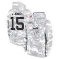 Punc MN.Vikings #15 Dallas Turner Player Arctic Camo Salute to Service Pullover Hoodies Limited Game Stitched Jerseys