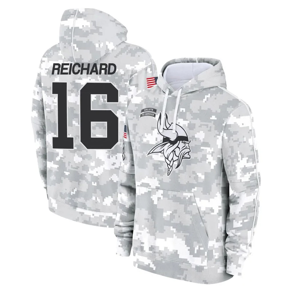Punc MN.Vikings #16 Will Reichard Player Arctic Camo Salute to Service Pullover Hoodies Limited Game Stitched Jerseys