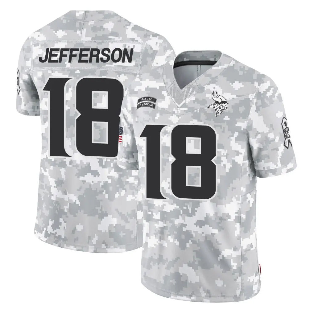 Punc MN.Vikings #18 Justin Jefferson Player Arctic Camo Salute To Service Limited Game Stitched Jerseys