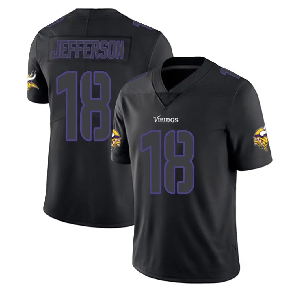 Punc MN.Vikings #18 Justin Jefferson Player Black Impact LImited Home Game Stitched Jerseys