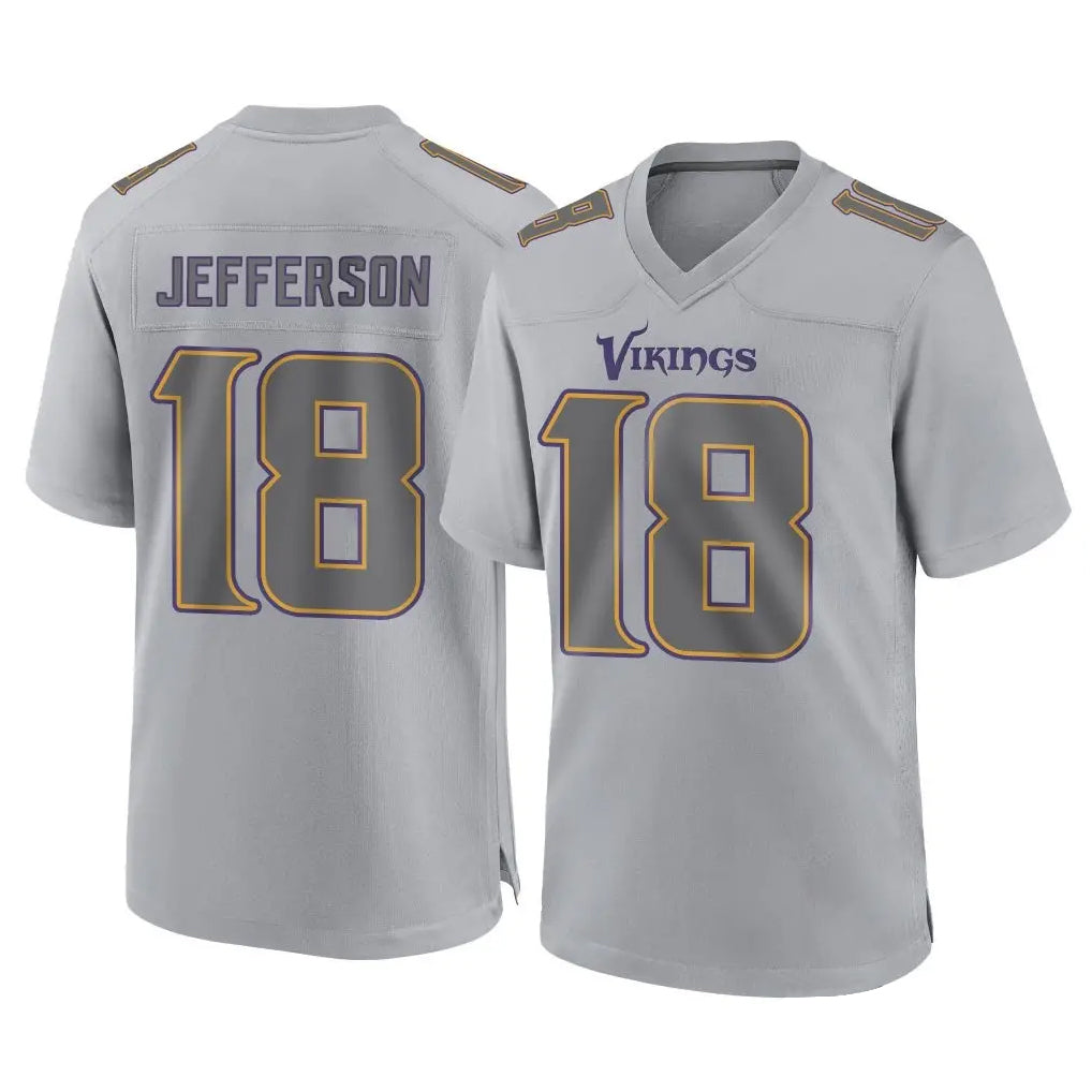 Punc MN.Vikings #18 Justin Jefferson Player Gray Atmosphere Fashion Home Game Stitched Jerseys