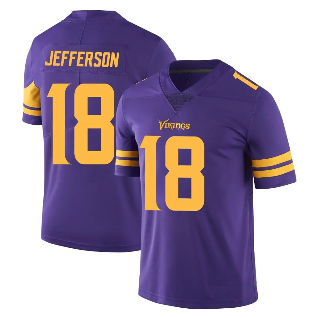 Punc MN.Vikings #18 Justin Jefferson Player Purple Limited Color Rush Home Game Stitched Jerseys