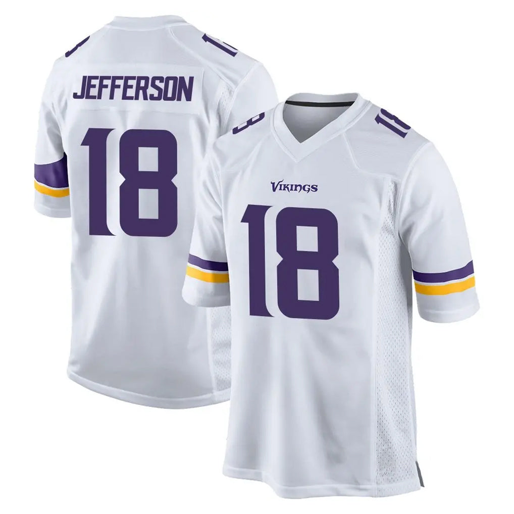 Punc MN.Vikings #18 Justin Jefferson Player White Home Game Stitched Jerseys
