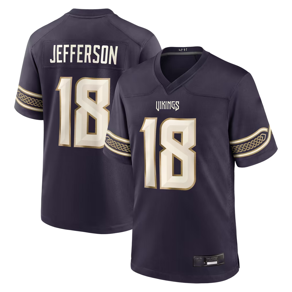 Punc MN.Vikings #18 Justin Jefferson Purple 2026 Rivalries Collection Game Stitched Jerseys