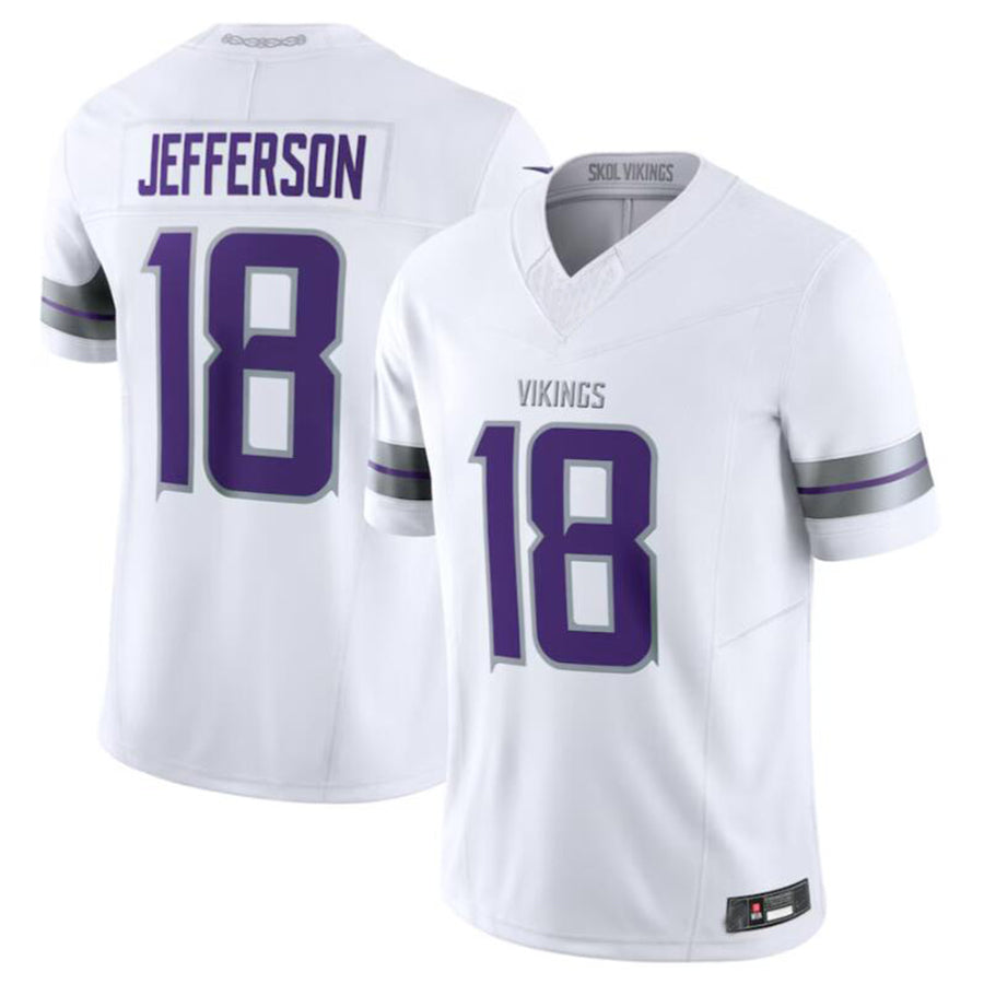 Punc MN.Vikings #18 Justin Jefferson White Alternate Vapor F.U.S.E. Limited American Stitched Jerseys