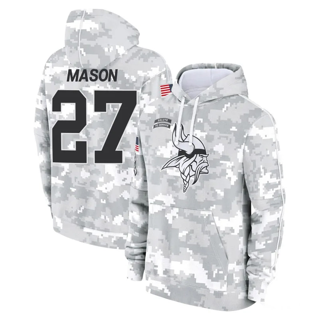 Punc MN.Vikings #27 Jordan Mason Player Arctic Camo Salute to Service Pullover Hoodies Limited Game Stitched Jerseys