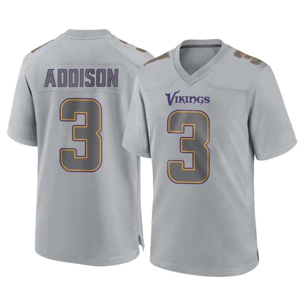 Punc MN.Vikings #3 Jordan Addison Player Gray Atmosphere Fashion Home Game Stitched Jerseys