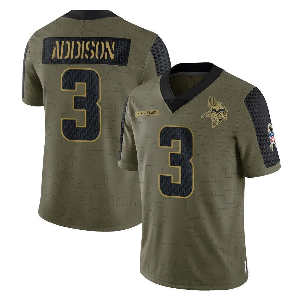 Punc MN.Vikings #3 Jordan Addison Player Olive Salute To Service Limited Game Stitched Jerseys