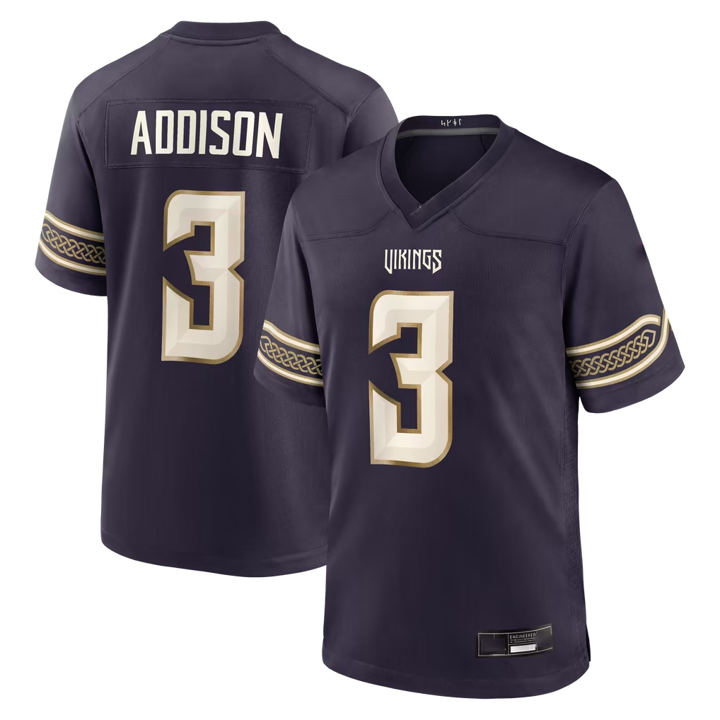 Punc MN.Vikings #3 Jordan Addison Purple 2026 Rivalries Collection Game Stitched Jerseys