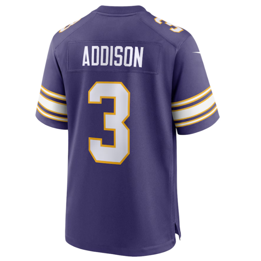 Punc MN.Vikings #3 Jordan Addison Purple Classic Player Game Jersey American Stitched Jersey