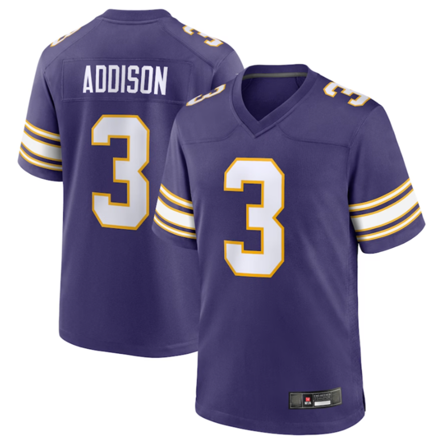Punc MN.Vikings #3 Jordan Addison Purple Classic Player Game American Stitched Jerseys