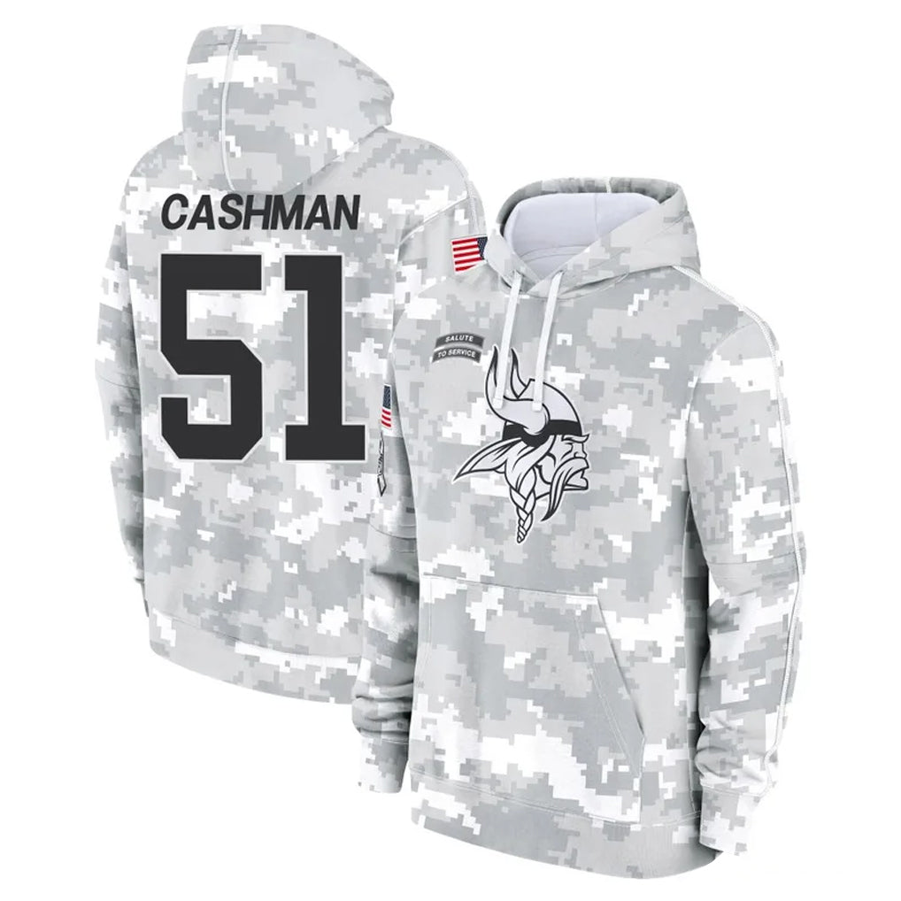 Punc MN.Vikings #51 Blake Cashman Player Arctic Camo Salute to Service Pullover Hoodies Limited Game Stitched Jerseys