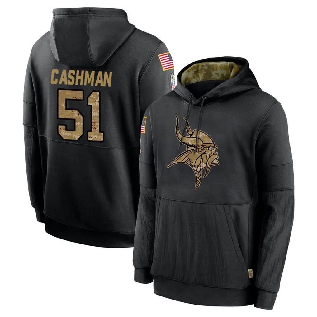 Punc MN.Vikings #51 Blake Cashman Player Black Salute to Service Hoodies Limited Game Stitched Jerseys