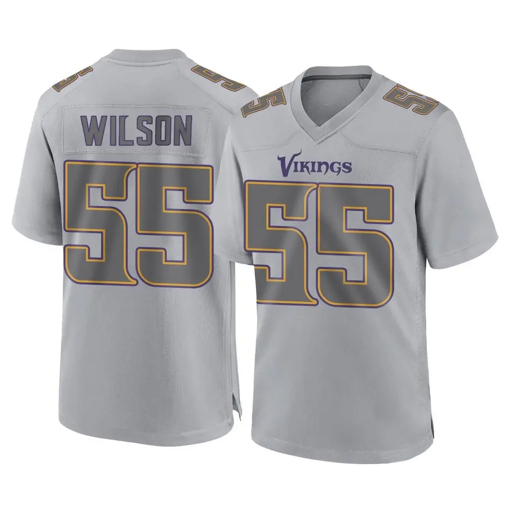 Punc MN.Vikings #55 Eric Wilson Player Gray Atmosphere Fashion Home Game Stitched Jerseys