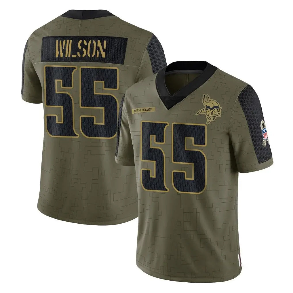 Punc MN.Vikings #55 Eric Wilson Player Olive Salute To Service Limited Game Stitched Jerseys