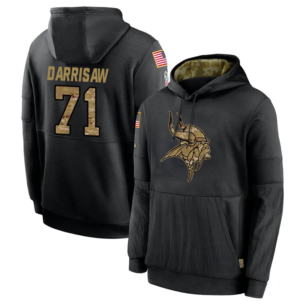 Punc MN.Vikings #71 Christian Darrisaw Player Black Salute to Service Hoodies Limited Game Stitched Jerseys