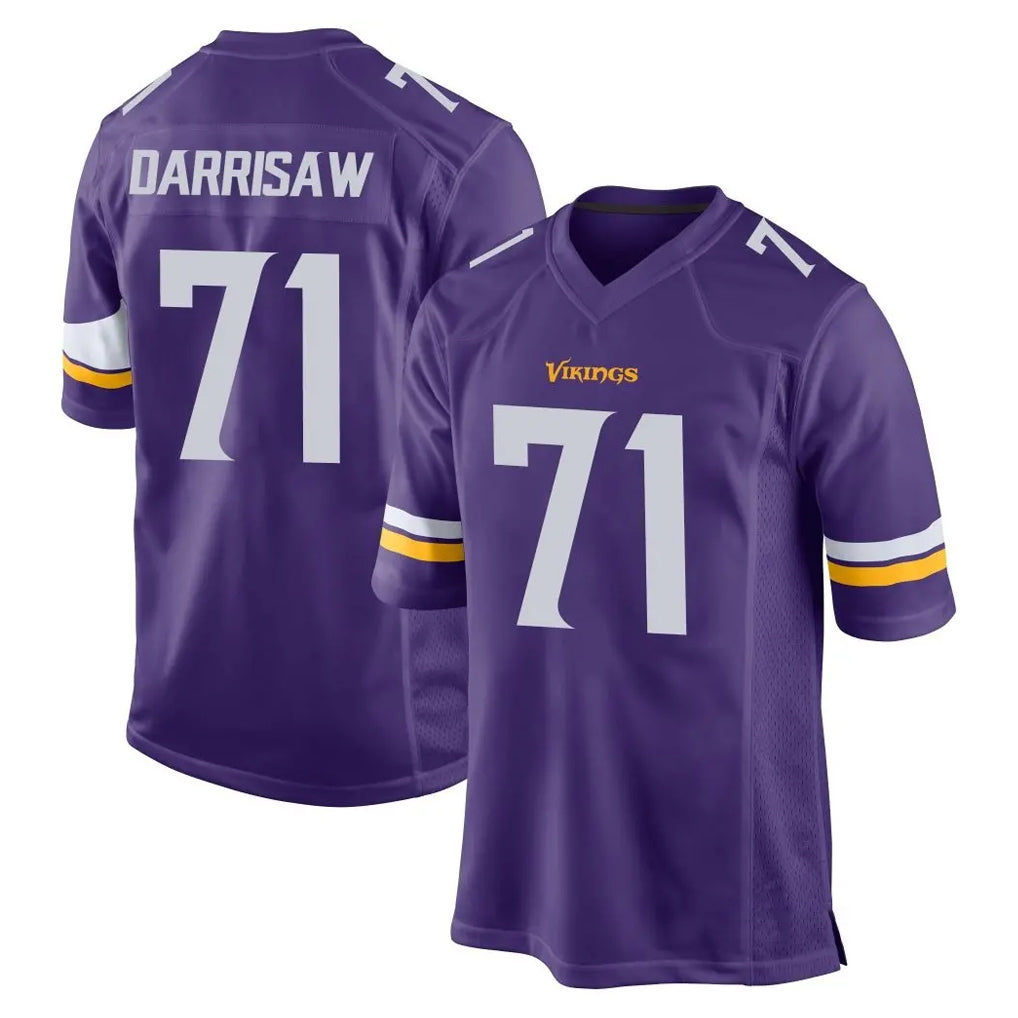 Punc MN.Vikings #71 Christian Darrisaw Player Purple Home Game Stitched Jerseys