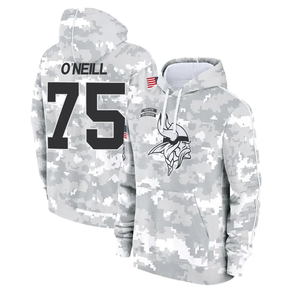 Punc MN.Vikings #75 Brian O'Neill Player Arctic Camo Salute to Service Pullover Hoodies Limited Game Stitched Jerseys