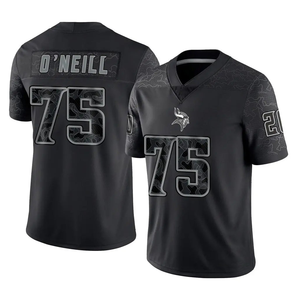 Punc MN.Vikings #75 Brian O'Neill Player Black Reflective LImited Home Game Stitched Jerseys