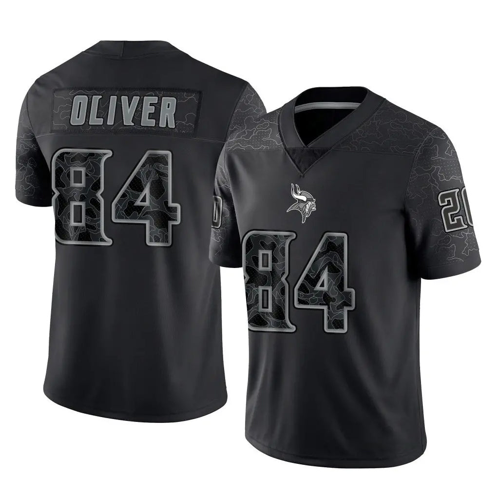 Punc MN.Vikings #84 Josh Oliver Player Black Reflective LImited Home Game Stitched Jerseys