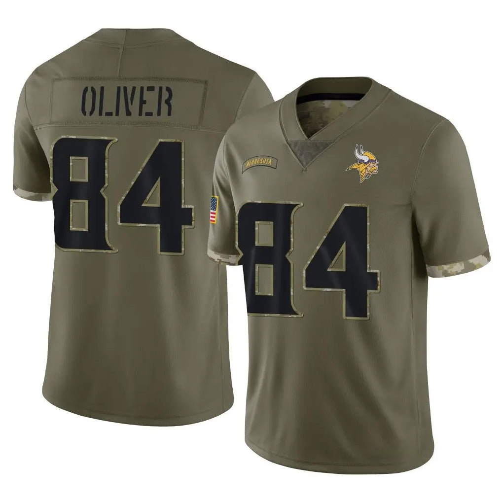 Punc MN.Vikings #84 Josh Oliver Player Olive Salute To Service Limited Stitched Jerseys